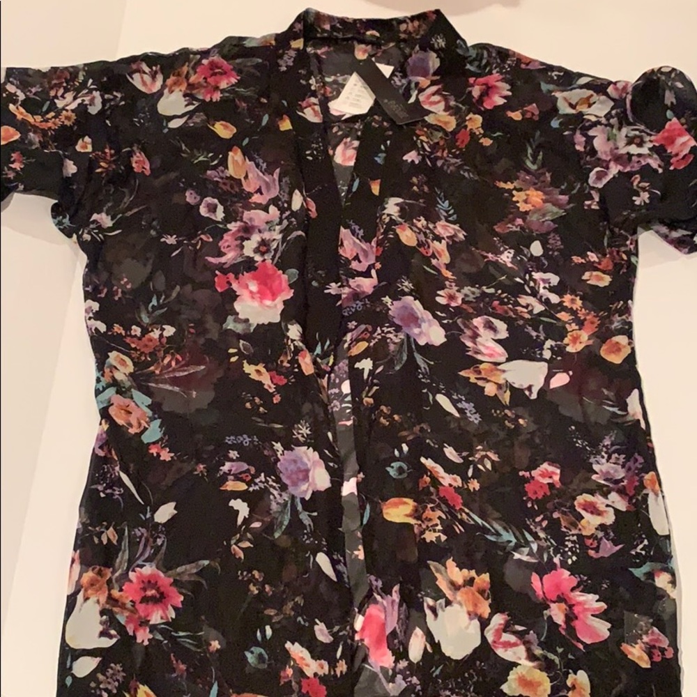 Black floral Kimono